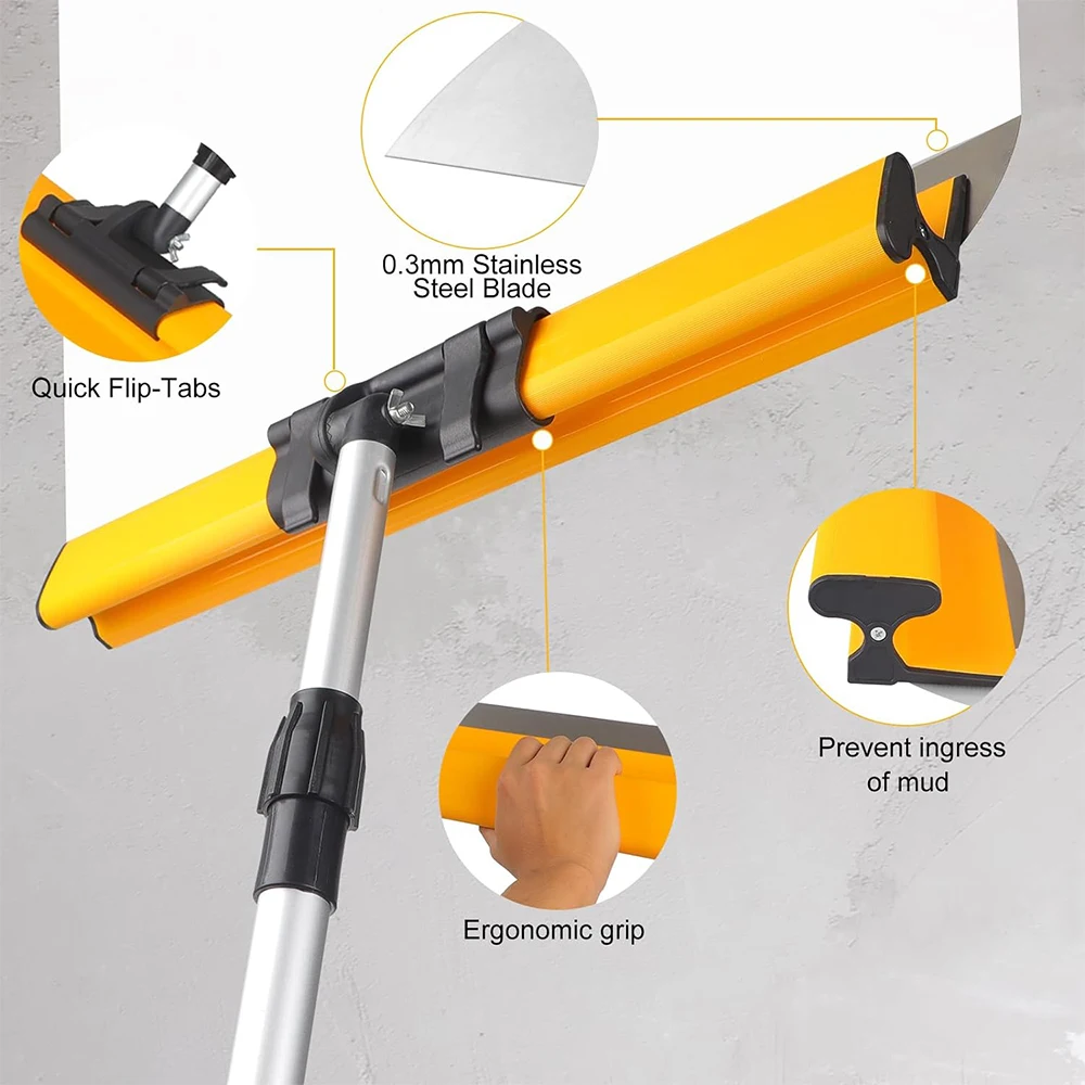 drywall spatula 60/80cm Drywall Smoothing Spatula Skimming Flexible Blade Knockdown Spatula Extruded Aluminum Knife DIY Wall Tools