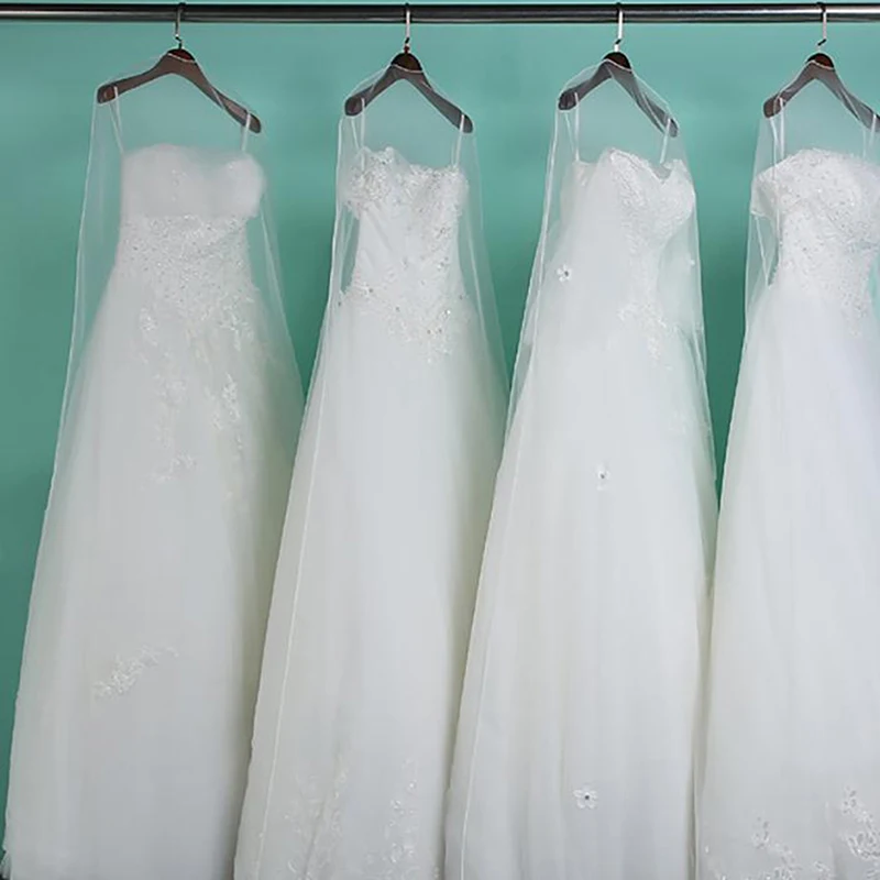 긴 160/180/200cm 홈 의류에 대 한 투명 부드러운 얇은 명주 그물 먼지 커버 웨딩 드레스 의류 신부 가운 수호자 메쉬 원사