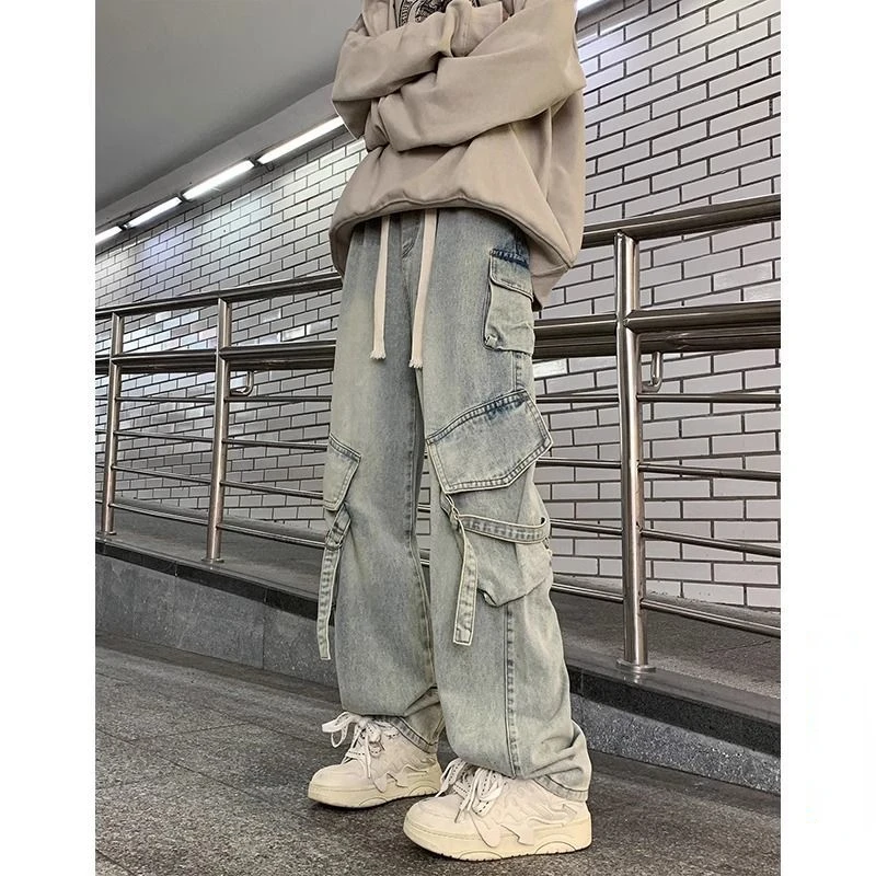Low Rise Jeans Fashion Retro Straight Leg Loose Denim Pants