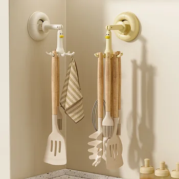 Ventosa da cucina Polpo Gancio rotante Senza trapano Portautensili da cucina Spatola Cucchiaio Rack di stoccaggio Organizzatore 1