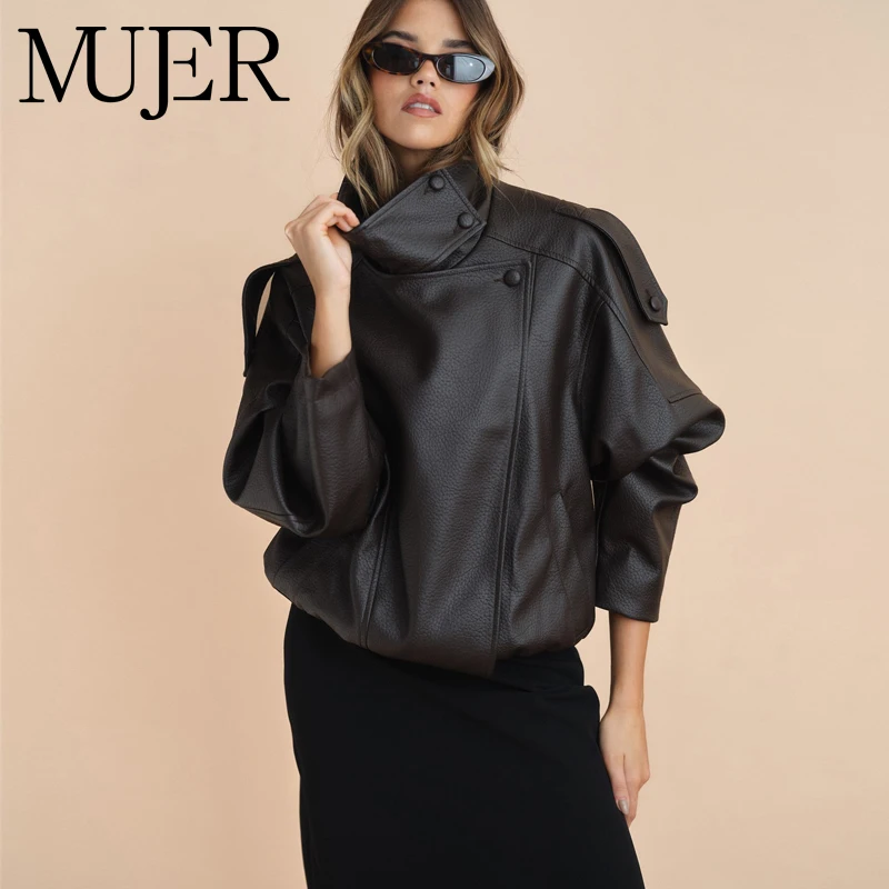 MUJER Faux cuir Bomber vestes pour femmes mode coupe-vent veste femme chaud hiver femmes manteau vêtements d'extérieur pardessus femme