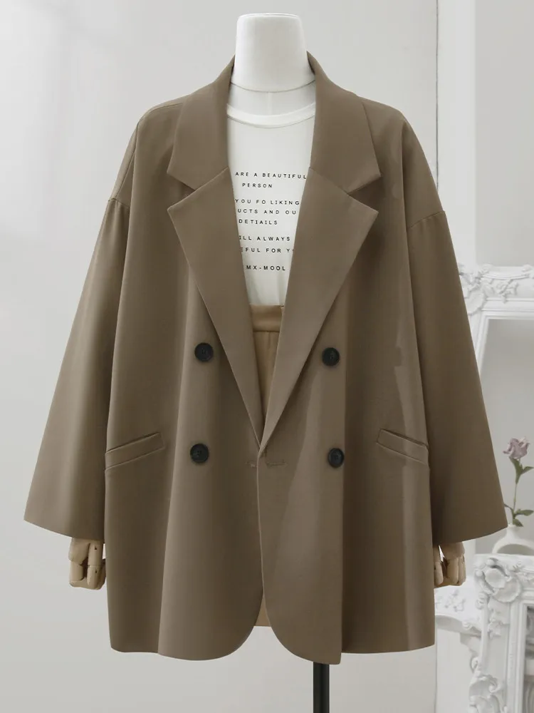 

High Quality Suit Jacket Women Clothes Spring Autumn 2023 New Double Breasted Simple Office Lady Blazers Female Loose Outwear