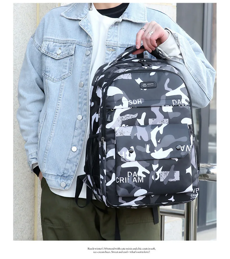 Große Kapazität Mittlere Und Oberschule Student Rucksack Trend Casual Reise Rucksack frauen Blumen Druck Doppel Schulter Taschen – Detail 18