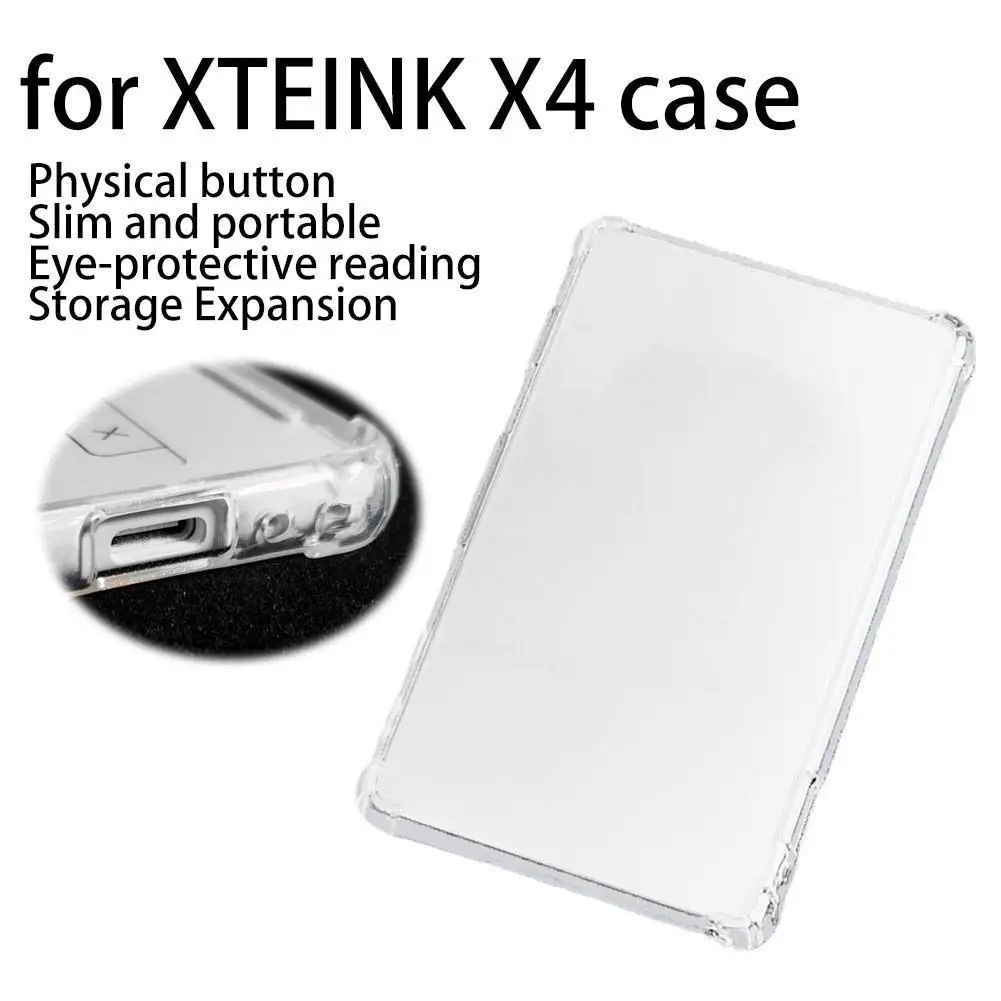 소프트 TPU 4.3인치 E-리더 케이스 투명한 낙하 방지 보호 커버 XTEINK X4용 강화된 코너 투명 백 쉘