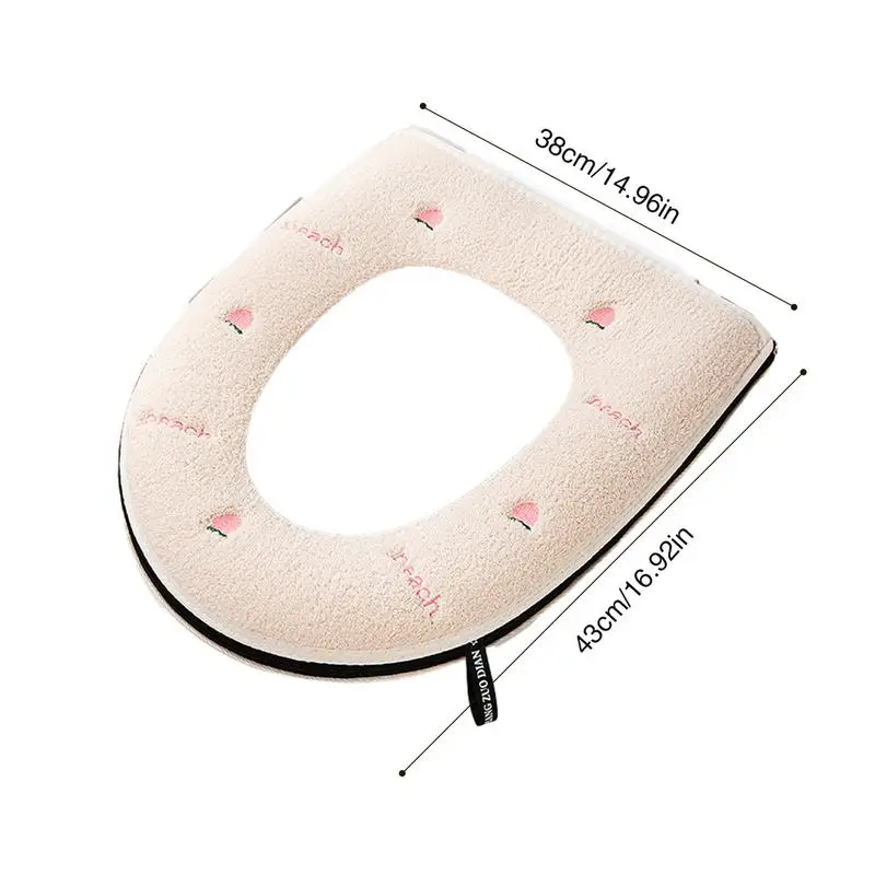 Winter Bathroom Toilet Seat Cover Soft Warmer Washable Mat Cover Pad Cushion Seat Handle 1Pcs