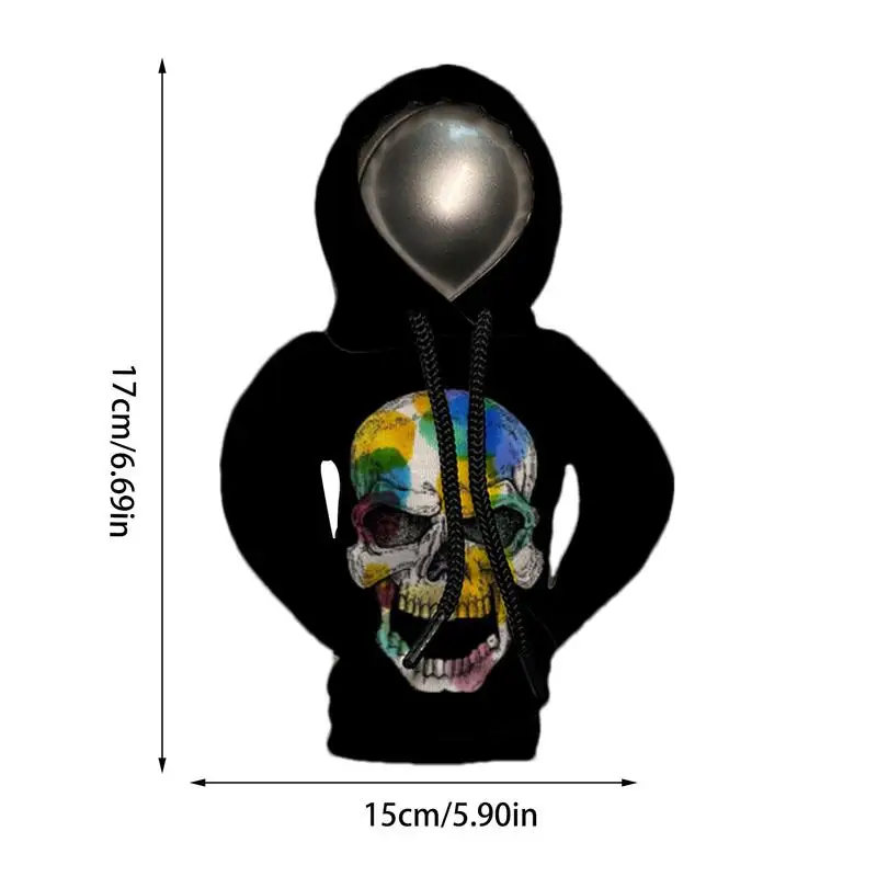Hoodie Car Gear Shift Cover Halloween Skull Shifter Knobs Cover Automatic Car Shift Protector Hooded Shirt Auto Interior Decor