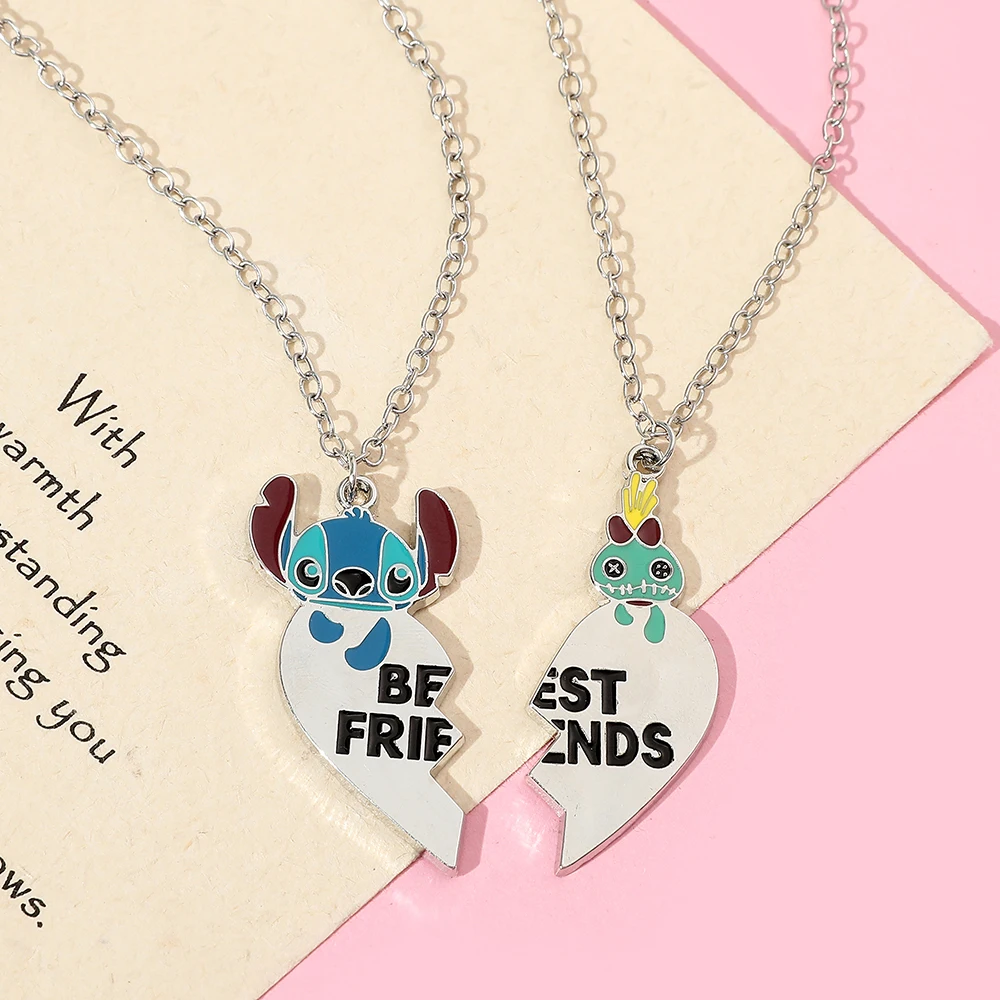 Bff Necklace for 2 Friends Stitch Pendant Keychain Good Friend Forever Necklace Choker Friendship Couple Lover