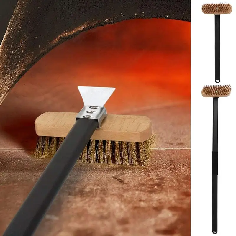

Pizza Oven Brush Thickened Bold Stone Brush With Non Scratch Heat Proof Brass Bristles Cleaning Scraper For Pizza Stone Furnace
