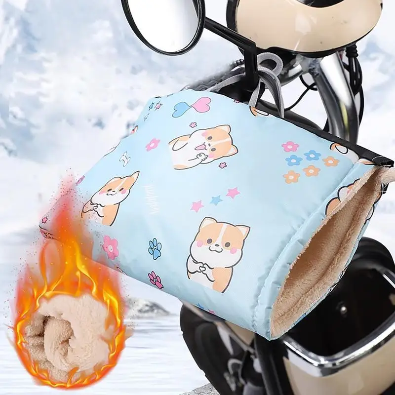 

2023 Motorcycle Handlebar Muffs Windproof Mittens Hand Warmer Gloves Corgi Dog Pattern Winter Snowmobile Hand Muffs Hand Warmers