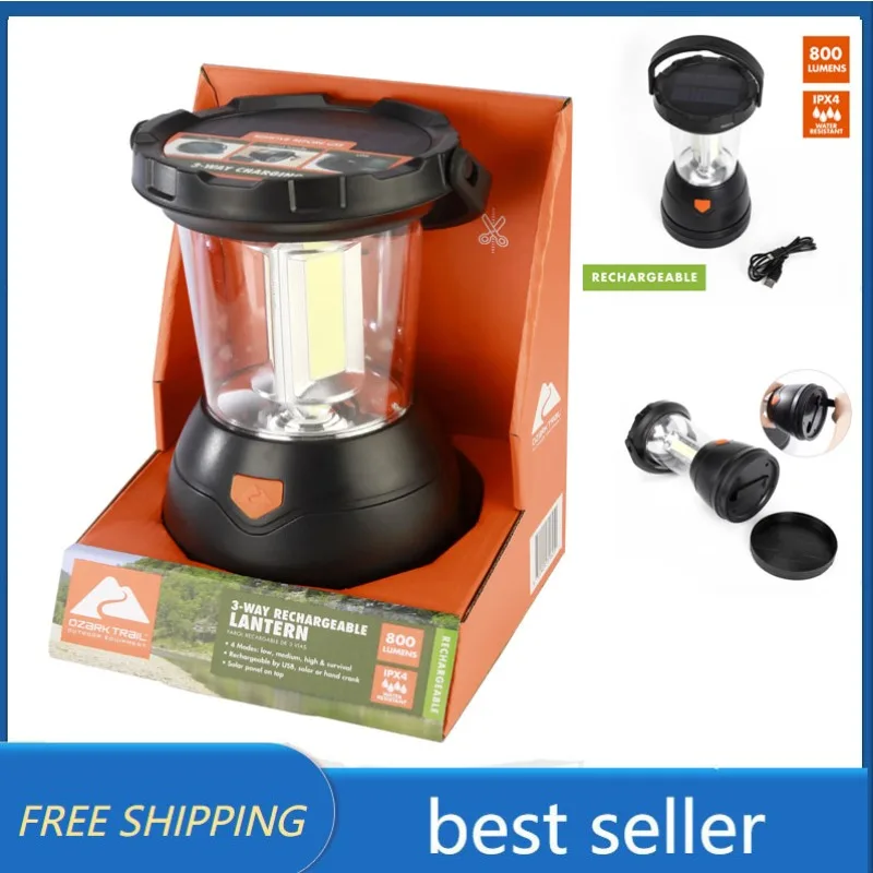 

Ozark Trail 31625 Triplex LED Survival Lantern, 800 Lumens, Rechargeable, Solar, and Crank,New