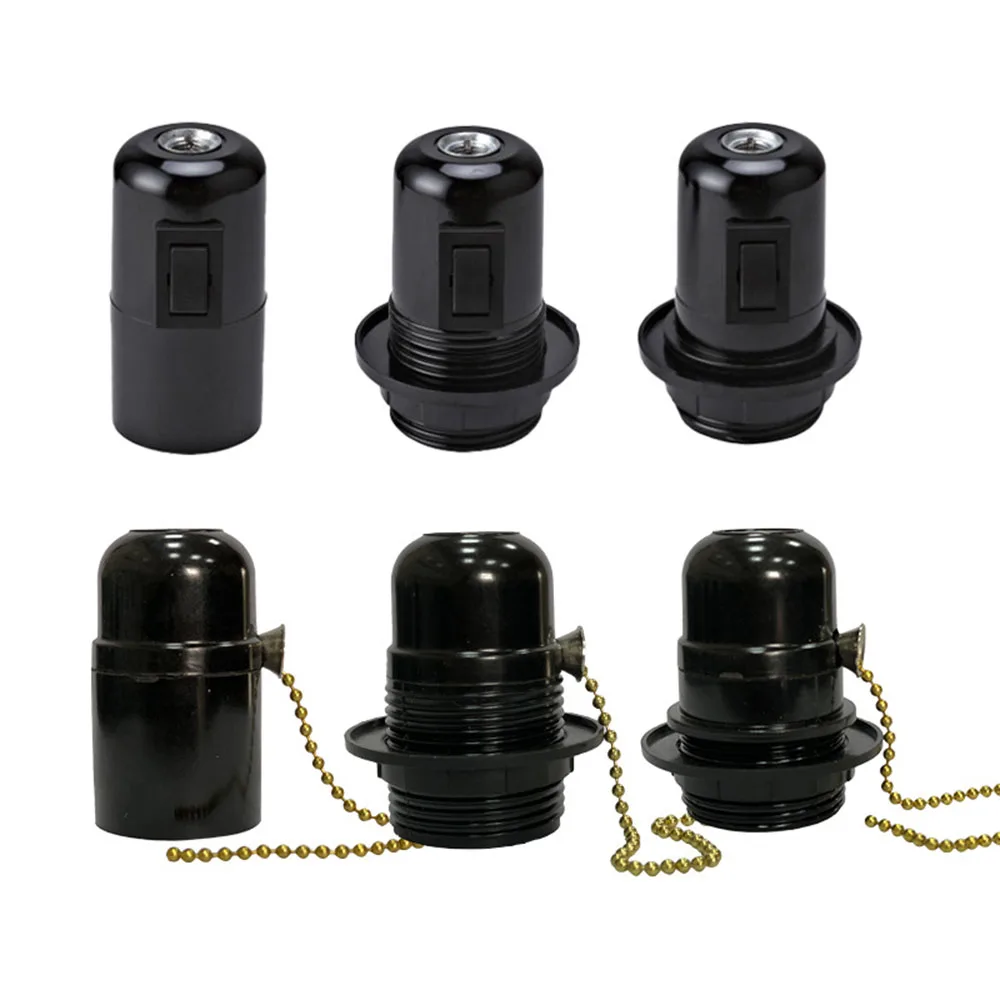 E27 Bakelite Self-locking Light Body with Zipper Switch Lamp Base E27 Full Tooth Lamp holder with Push Button 1pcs bakelite lamp holder