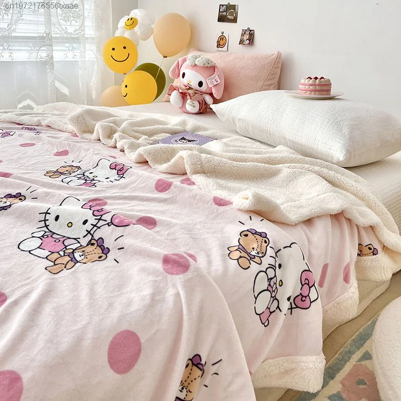 Sanrio Hello Kitty Soft Plush Blanket Cinnamoroll Luxury Double Sided Lamb  Plush Blankets Portable Cute Small Quilt Nap Towels - AliExpress