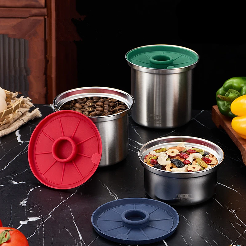 

Stainless Steel Negative Pressure Sealed Tank Moisture-proof Grain Storage Jar Coffee Bean Container Household Storage Tools