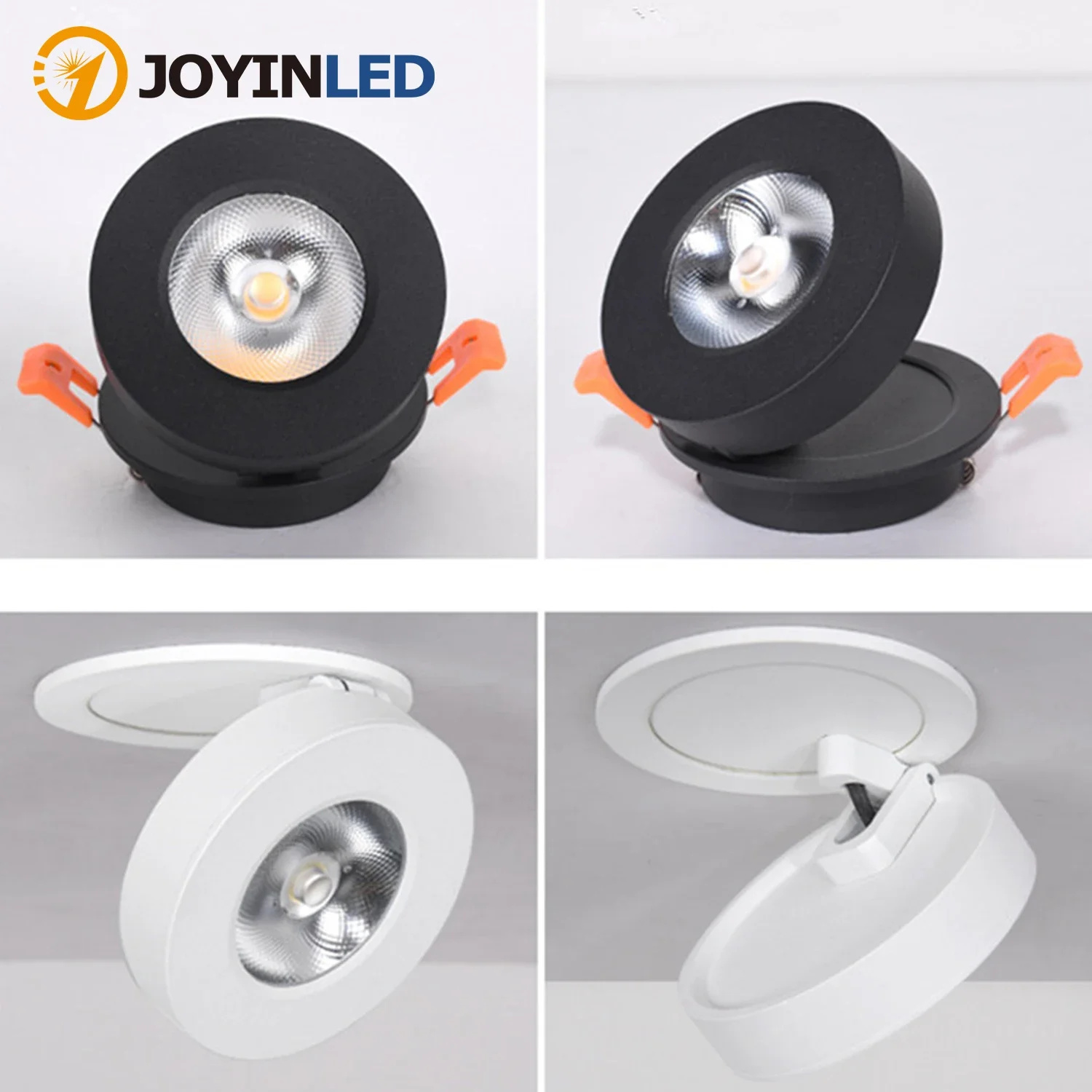 Ultra Thin Led COB Downlight Round Ceiling Recessed Spotlights Black White 360 Degrees Rotatable Function LED Down Lightings