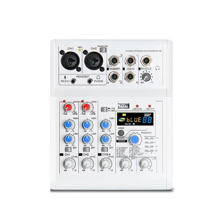 

mini 4-way sound card mixer mobile phone computer recording
