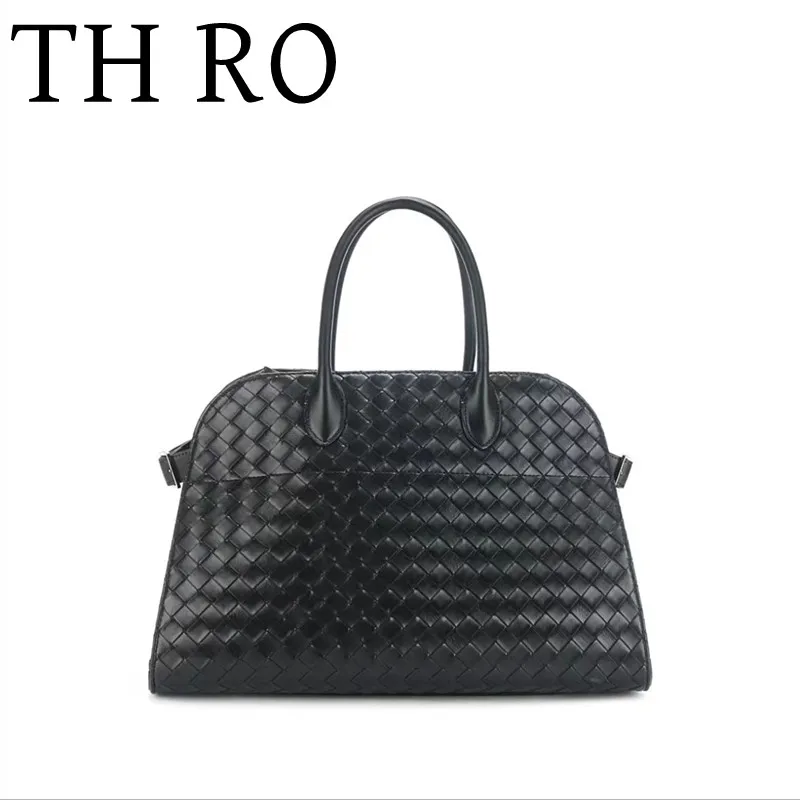 TH RO Women's Handbag Women's 15 inch and 10 inch black leather woven fashionable commuting large capacity handbag