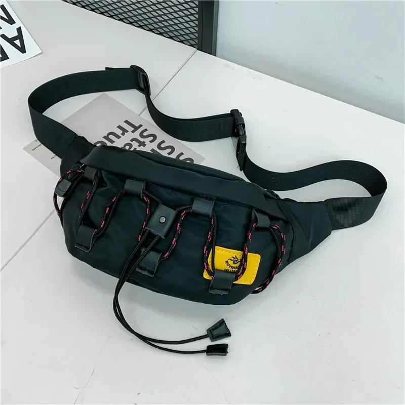 

XZAN Мужская нагрудная сумка a1 повседневная большая вместимость с застежкой-молнией внутри нейлоновая водонепроницаемая сумка через плечо дизайн со шнурком