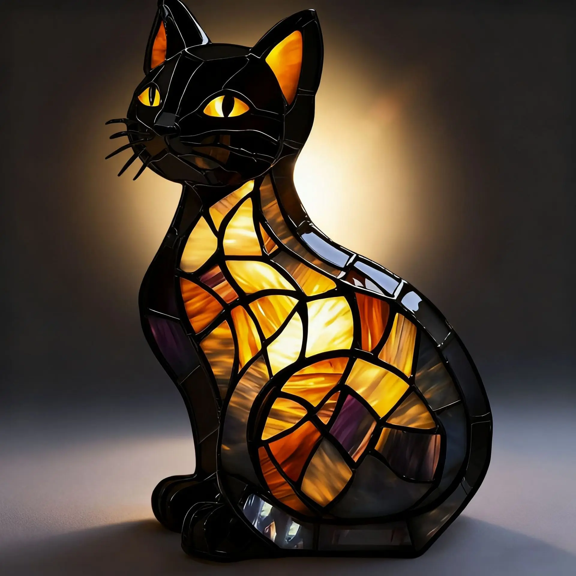 LED Nachtlicht Emittierende Harz Ornament Katze Und Hund Serie Kunst Tier Statue Kreative Hause Desktop Dekoration Skulptur – Detail 2