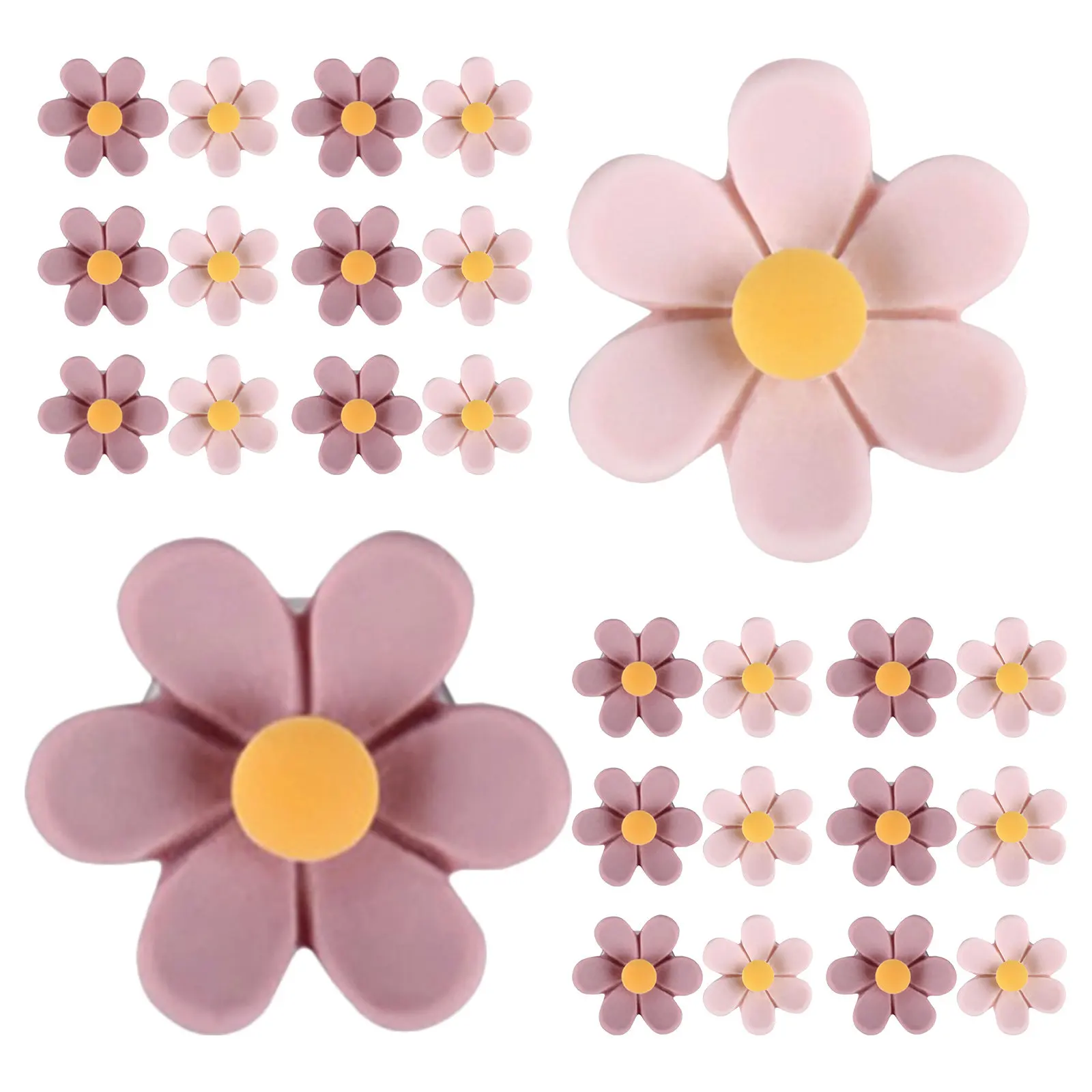 50개입 사실적인 꽃 모양 푸시핀, 코르크보드, 사무실, 교실, 사진 벽, 게시판용 장 플랫 푸시핀