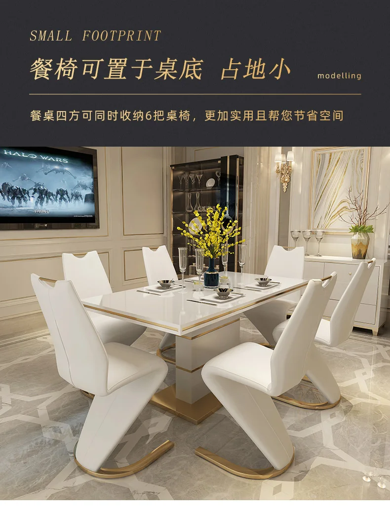 Description Picture 6 of itemCoffee Kitchen Dining Tables Console Living Room Salon Luxury Dining Tables Reception Mesa De Cocina Y Sillas Home Furniture