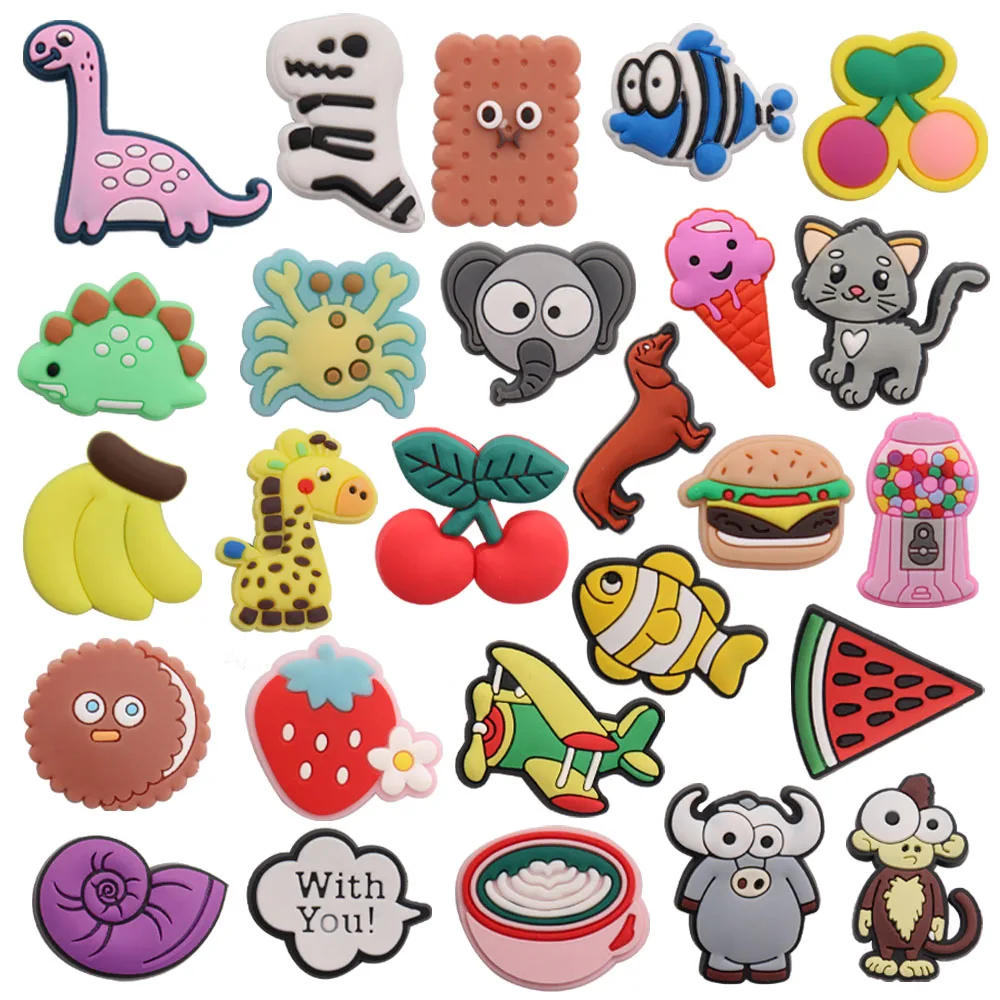 

Wholesale 50Pcs Banana Crab Hamburger With You Croc Charm Children Shoe Bukle Accessories Fit Wristband Jibz