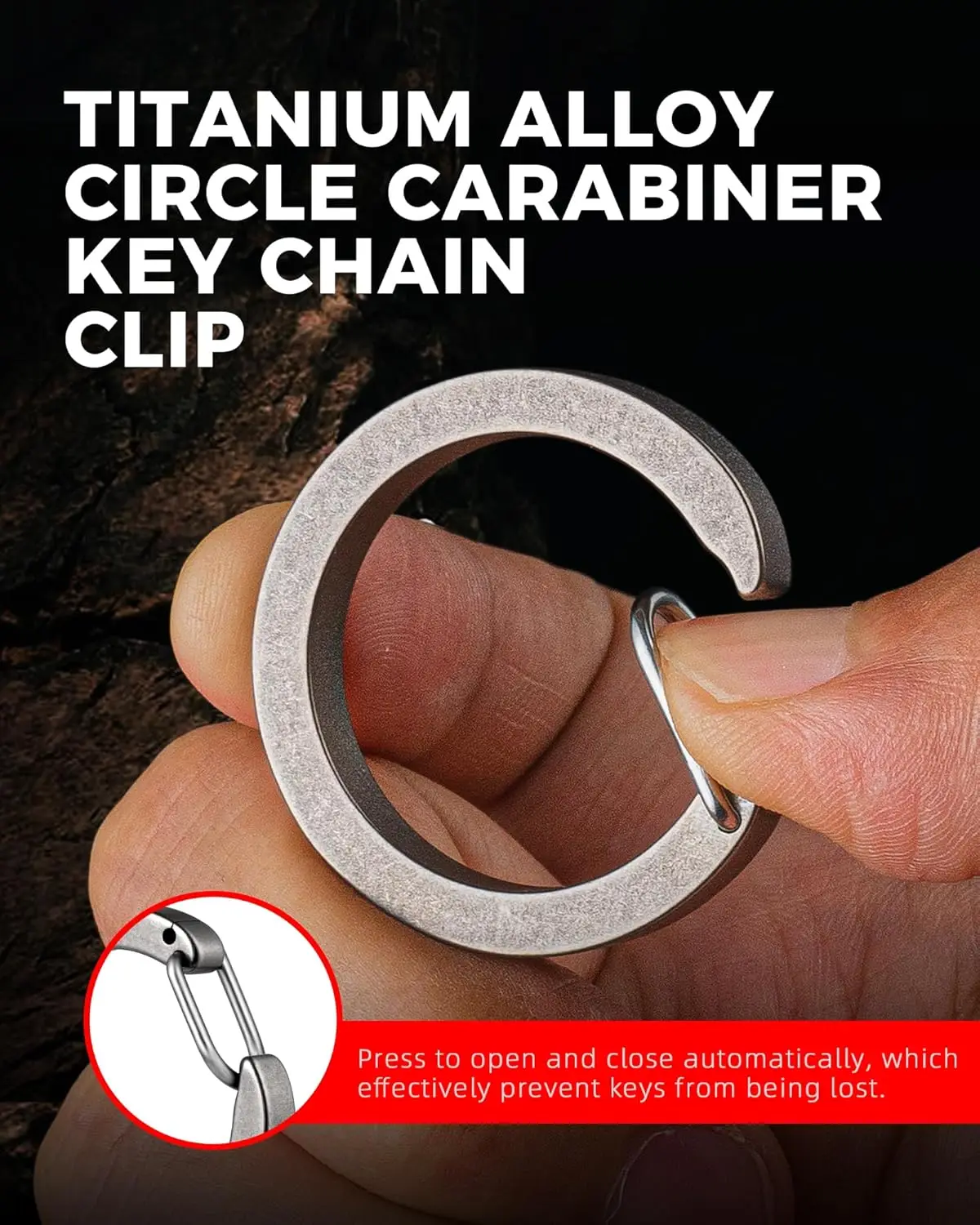 FEGVE Titanium Key Chain Rings with titanium keychain links, for