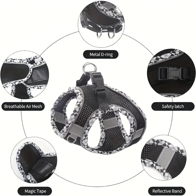Reflective Puppy Harness and Leash Set Breathable Summer Mesh Dog Harness Vest Pet Cat Chest Straps Chihuahua Yorkies Harness 3