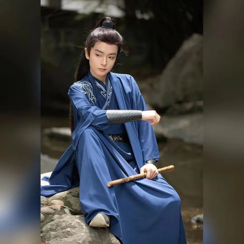 Hanfu Song Dynasty Outfits Men Black Blue Hanfu Men's Chinese Traditional Chinese Traditional Clothes for Men for Cosplay