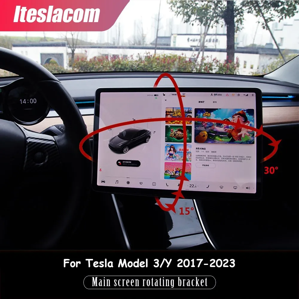 

Вращающийся центральный экран для Tesla Model 3 Y 2017-2023, автомобильный держатель навигатора с GPS-дисплеем, поворотное крепление, аксессуары