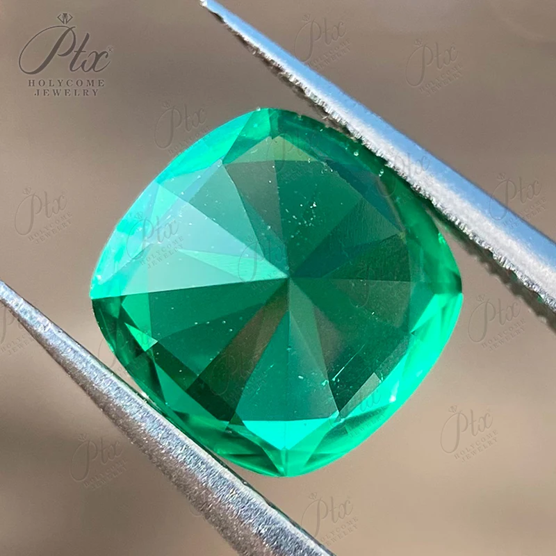 Im Labor gezüchteter smaragdgrüner Edelstein mit natürlichem Kissenschliff, kolumbianischer Smaragd, AGL-zertifizierte lose Diamantperlen für die Schmuckherstellung, Charms – Detail 7