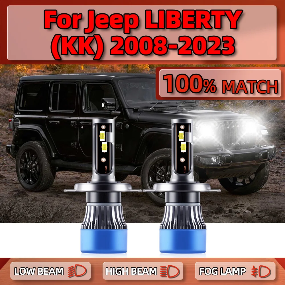 

H4 LED Headlight Bulbs 20000LM 120W High Low Beam Auto Lamps 12V 6000K For Jeep LIBERTY (KK) 2008-2018 2019 2020 2021 2022 2023