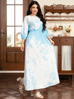 Spring New Arrival: Sweet Floral Print Long Dress - Color-Block Design, Puff Sleeves, Pockets For Spring 3