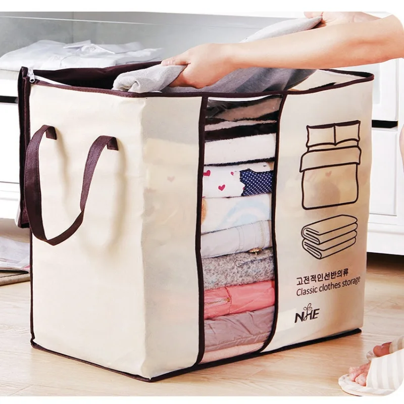 Creative thickened non-woven vertical version of the double ear handheld quilt clothing organization multi-purpose storage bag 4