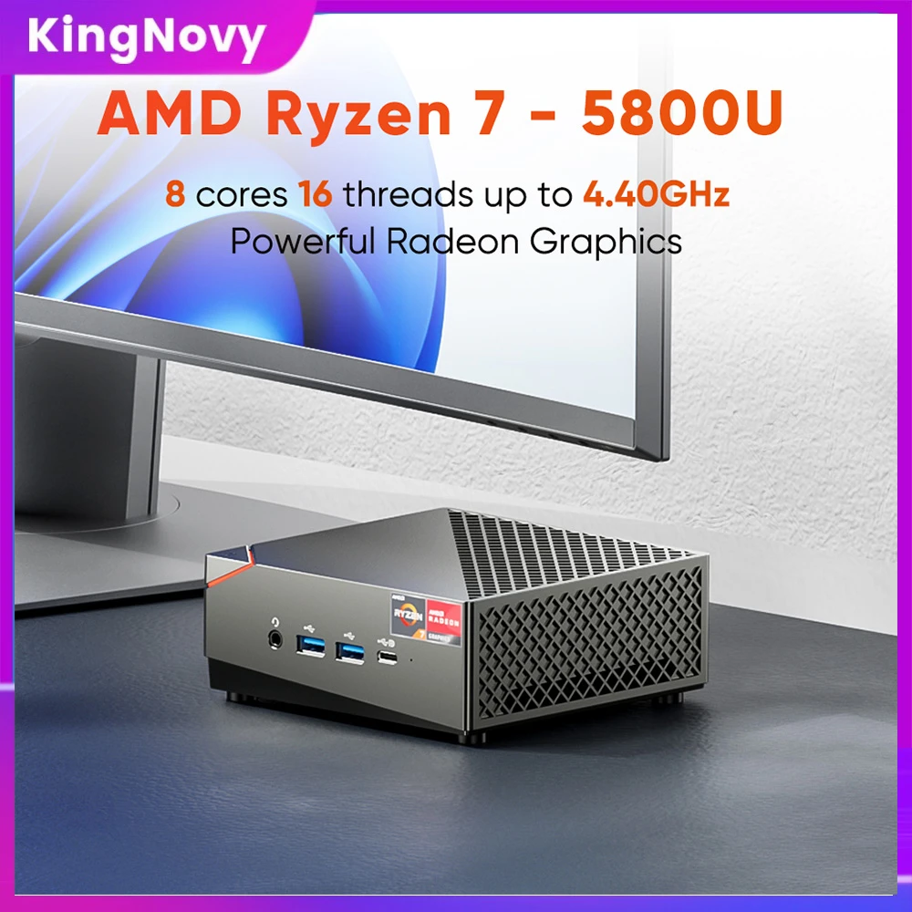KingNovy AMD Gaming Mini PC Ryzen 7 5800U 5 4500U NVMe SSD 2.5G LAN