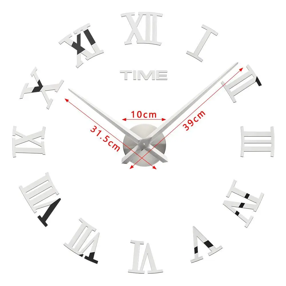 Art Roman Numerals Office Room Mirror Surface Wall Clock Acrylic Sticker Wall Sticker