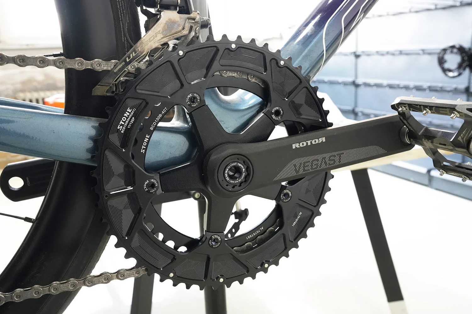 STONE Doppelkettenblatt BCD130 130 mm 5 Arme für Rotor Eston Road Folding Minivelo Bikes Kurbeln Super Kettenblatt – Detail 2