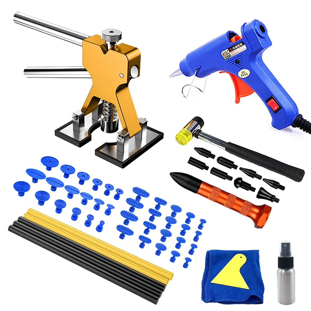 Car Tool Kit Auto Dent Removal Puller Tool Body Paintless Repair kit Garage Hand Tool Sheet Metal 18+ Suction Cup Lift Bridge