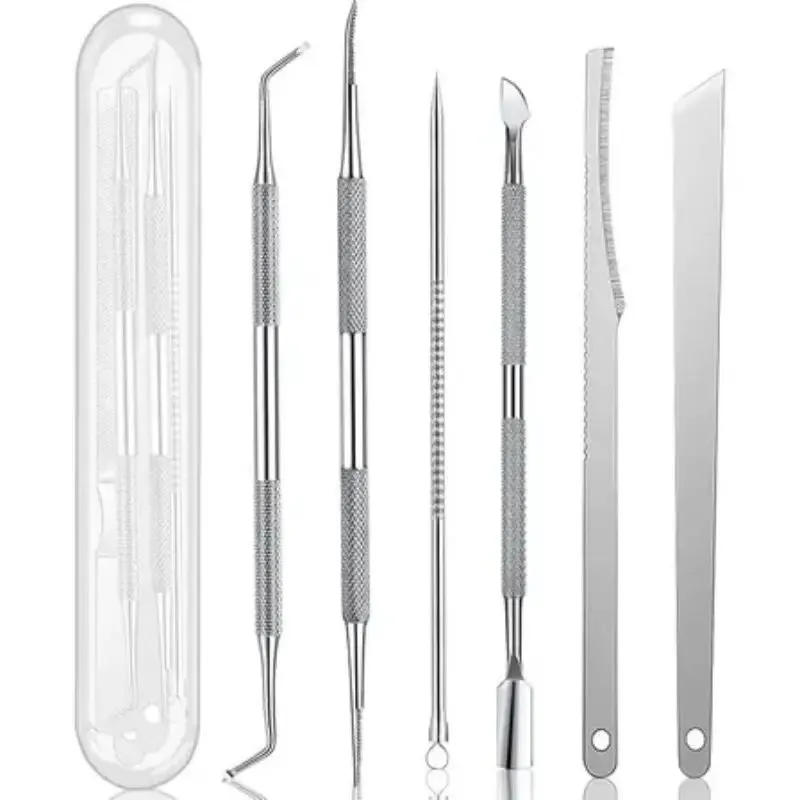 Manicure pedicure tool set 6pcs Stainless Steel Manicure Pedicure Knife Remove Dead Skin Calluses Thick Hard Nail Clippers Acne Needle Pick Tool Set