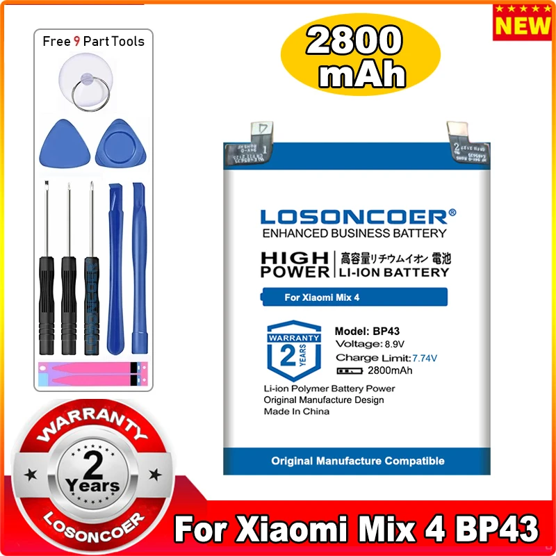 

LOSONCOER 2800mAh BP43 Mobile Phone For Xiaomi Mix 4 Battery