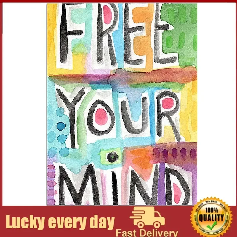 

Rustic Retro Metal Tin Sign Free Your Mind Poster, Colorful Word Painting Poster,Tin Sign Poster Vintage Metal Signs for Bar