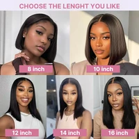 Smilegirl Perruque Bob en cheveux naturels vietnamiens, densité 250, ultra-lisse, 100% cheveux humains, Perruque frontale en dentelle HD 13x6, Perruque frontale en dentelle 13x4 en cheveux humains, 12A 8
