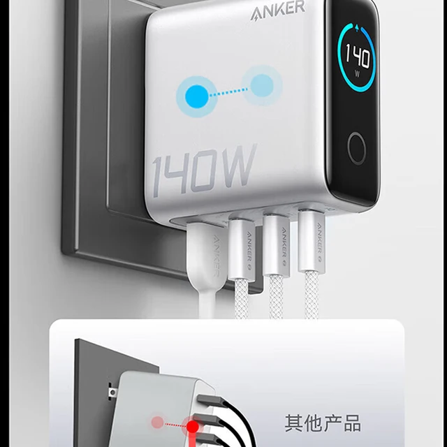 Anker ZOLO 140W GaN Charger 4 Ports Fast Charge with 1.5m Cable for iPhone MacBook Pro Air iPad  iPhone 13 14 15 16 Pro Max 5