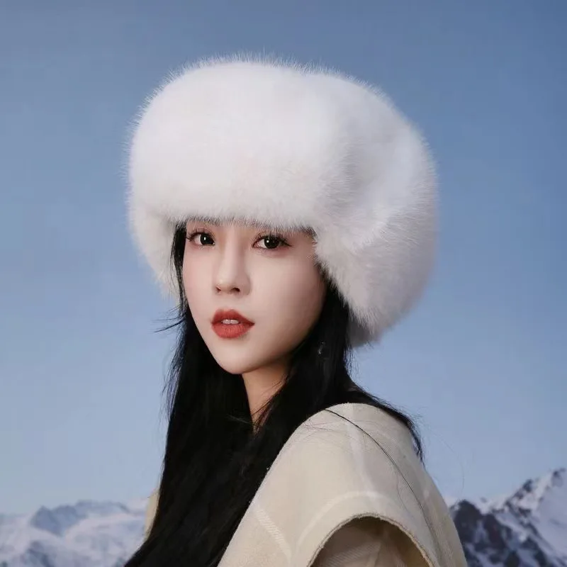Faux Fur Bomber Hat Women Cycling Skiing Warm Earmuffs Windproof Earflap Cap Thickened Russian Caps Ear Protection Hats | winter hat,earflap hat,faux fur hat