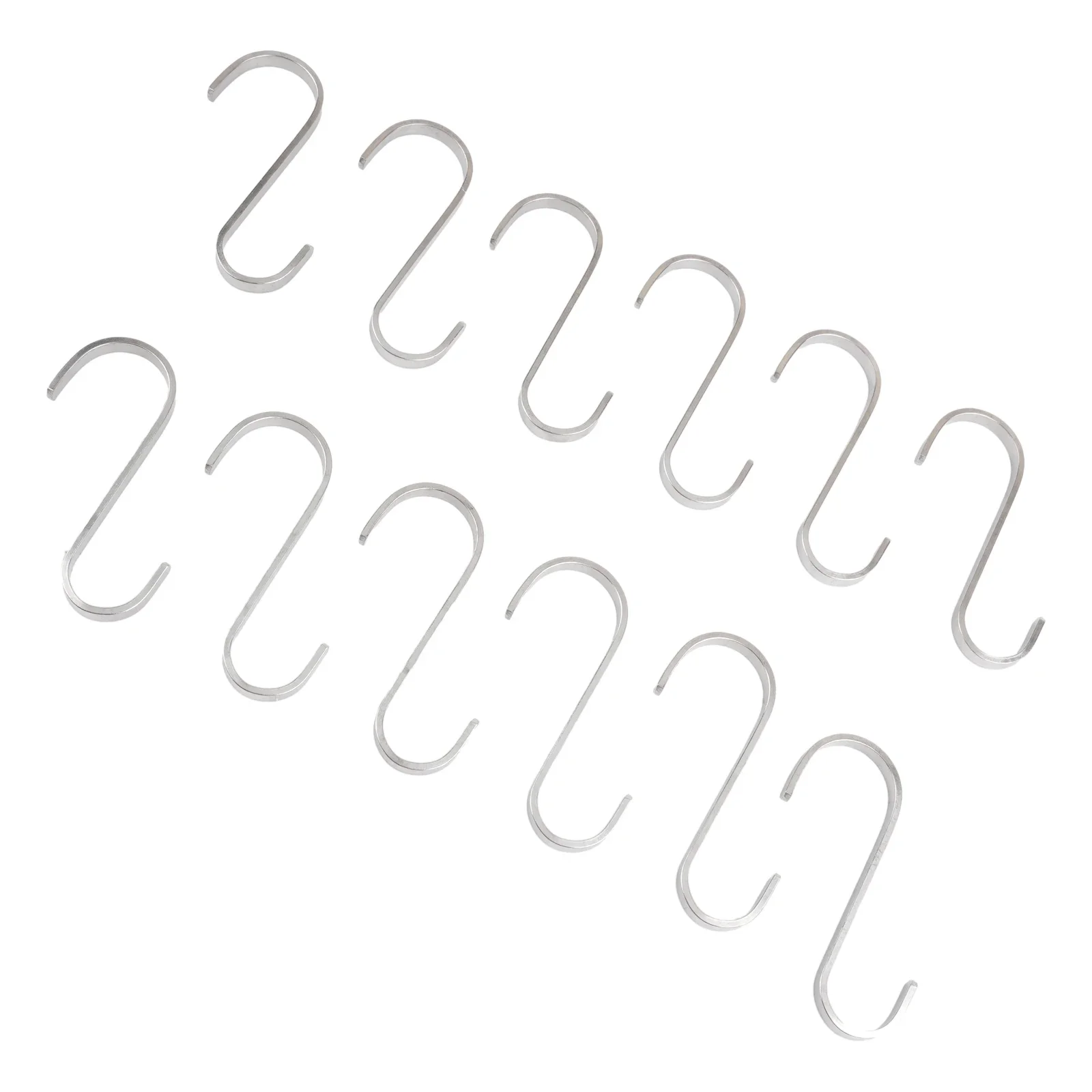 

12pcs S-shaped Hooks Flat Stainless Steel Hanger Anti-corrosion Anti Rust Hanging Utensil Home Kitchen Garden Multi Purpose Hook