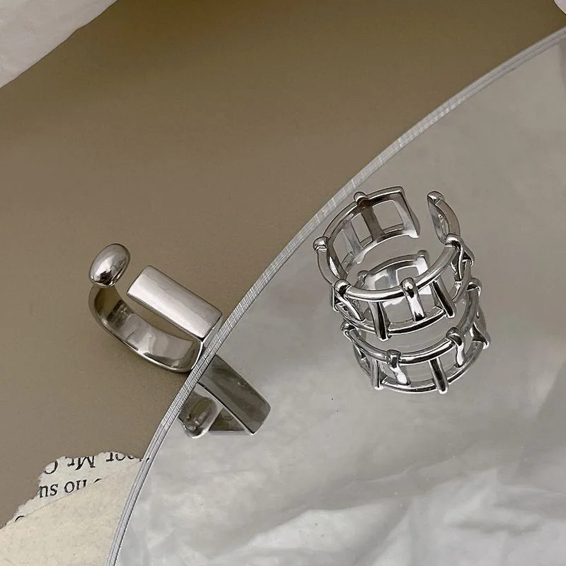 2025 Moda Donna Argento donna piatta, semplice, apertura dita, anello fatto a mano vintage, ipoallergenico, uso per feste, regalo di compleanno, diretto_voghion.com