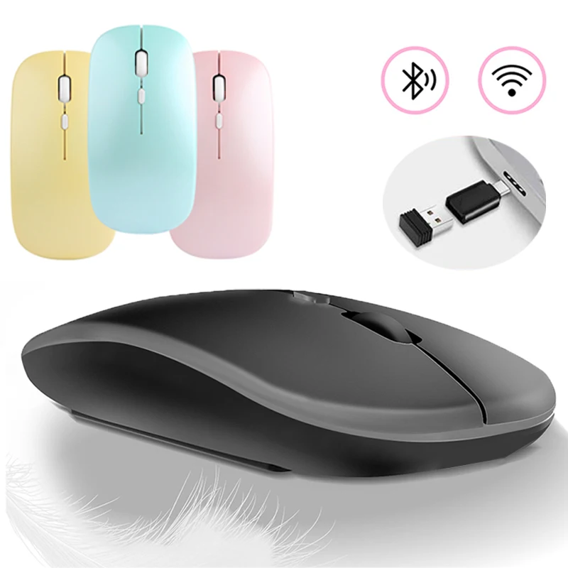 Wireless Mouse Bluetooth-compatible 2.4GHz Dual Modes Portable Computer Mice with Nano Receiver for Laptop Notebook PC Macbook