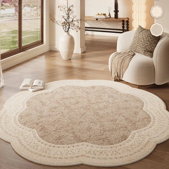 French Retro Style Carpets for Living Room Light Luxury Bedroom Decor Carpet Irregular Shape Lounge Rug Home Thicken Floor Mat 1