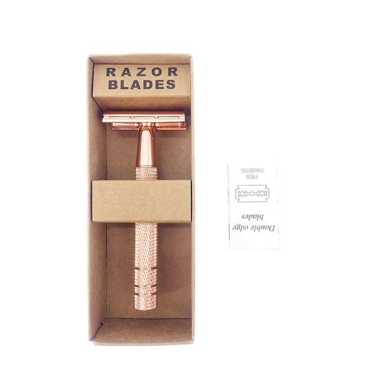 Rose Gold Razor Classic Double Edge Safety Razor For Mens Shaving&Womens Hair Removal Shaving Blades Manual Shaver