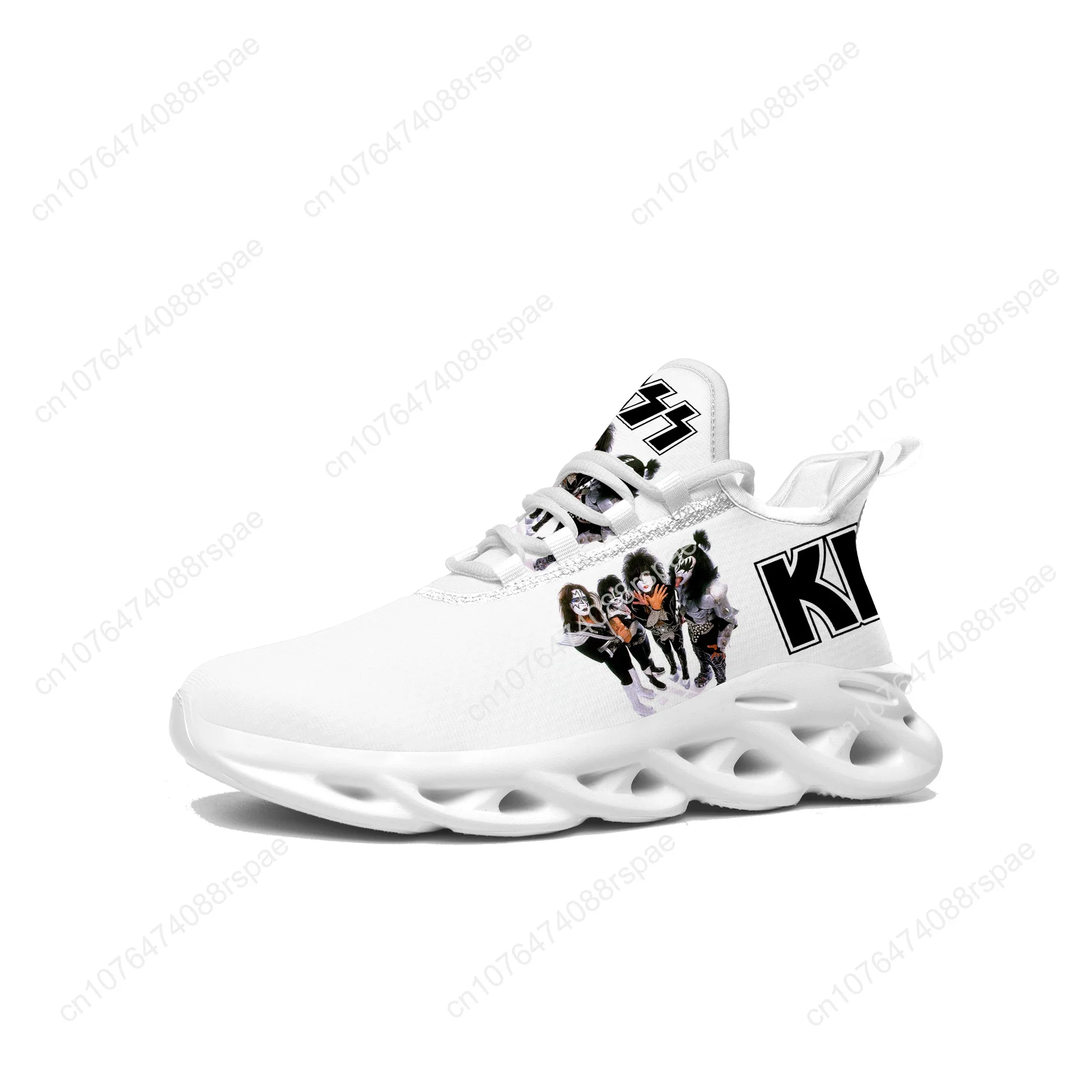 Kiss Metal Rock Band Flats Sneakers Mens Womens Sports Running Shoes High Quality Sneaker Lace Up Mesh Footwear Customize Shoe