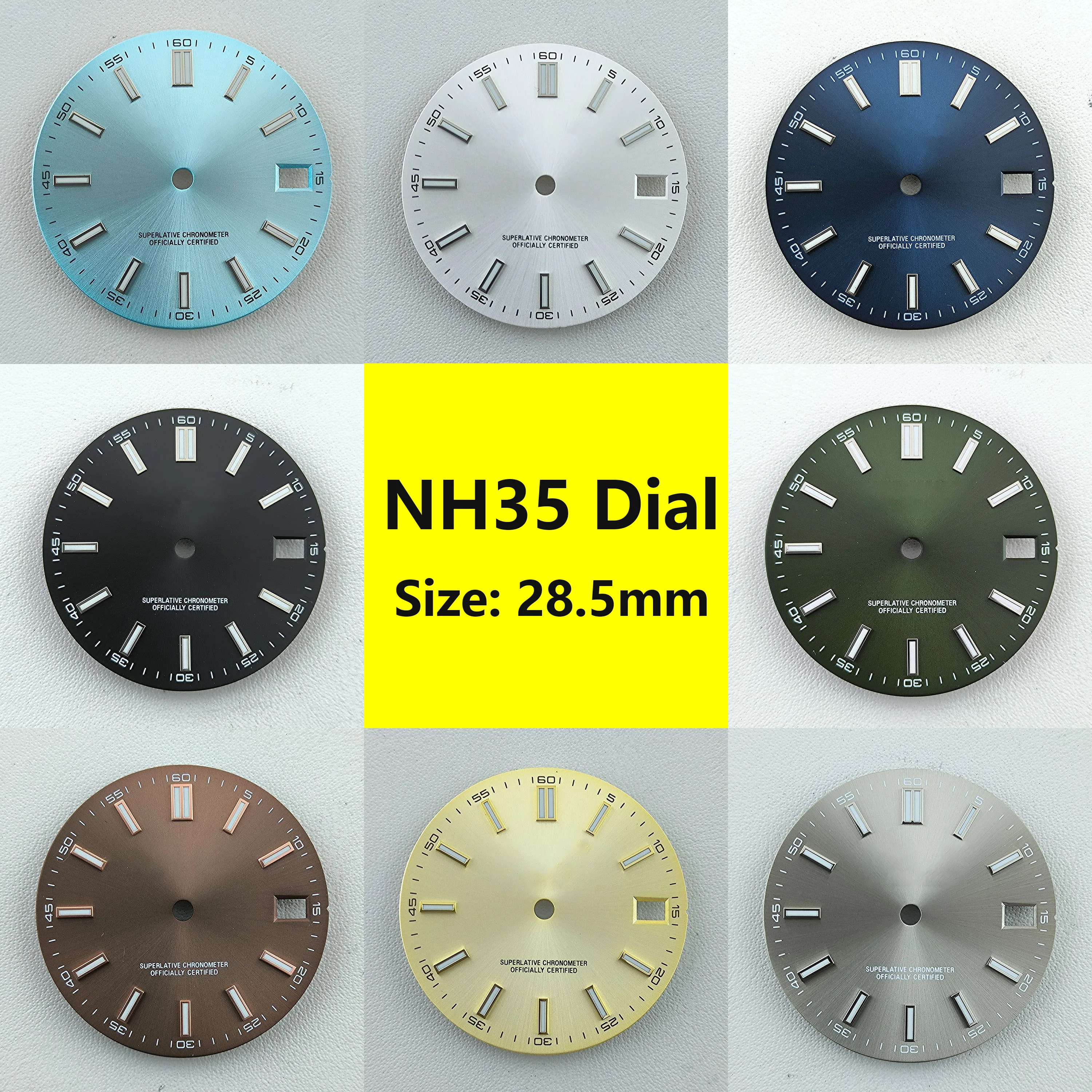 NH35 다이얼 시계 다이얼, S 다이얼, 파란색 발광 다이얼, NH35 NH36 무브먼트 시계 액세서리에 적합